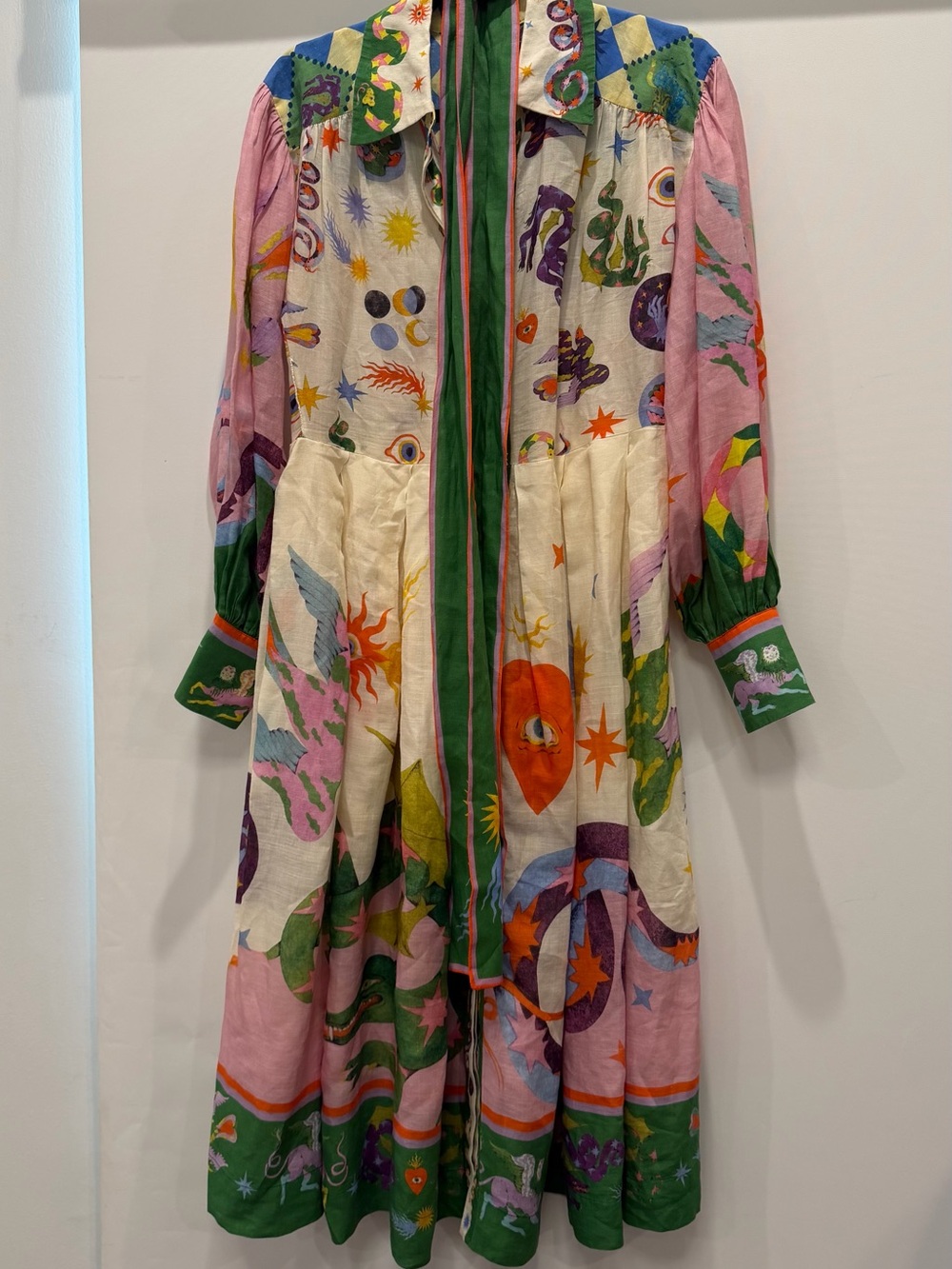 Alaïa Multicolor Celestial Print Button-Front Dress